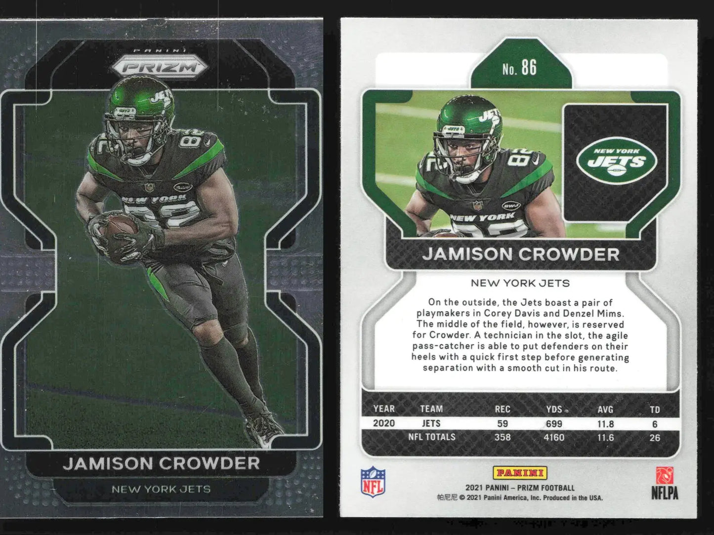 2021 Panini Prizm JAMISON CROWDER #86 New York Jets - Football Card Single