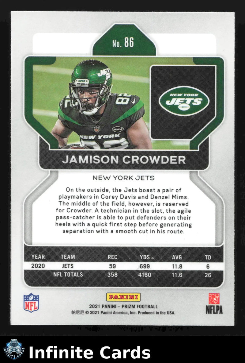 2021 Panini Prizm JAMISON CROWDER #86 New York Jets - Football Card Single