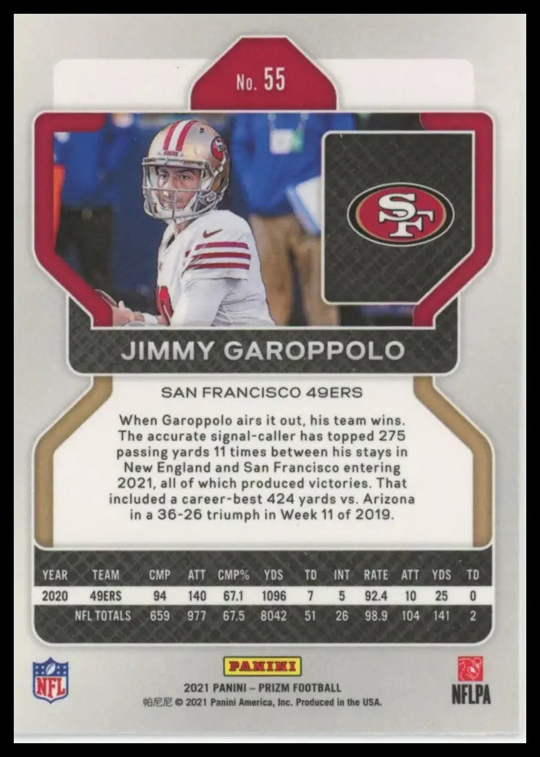 2021 Panini Prizm Jimmy Garoppolo 55 San Francisco 49ers NM - Football Card Single