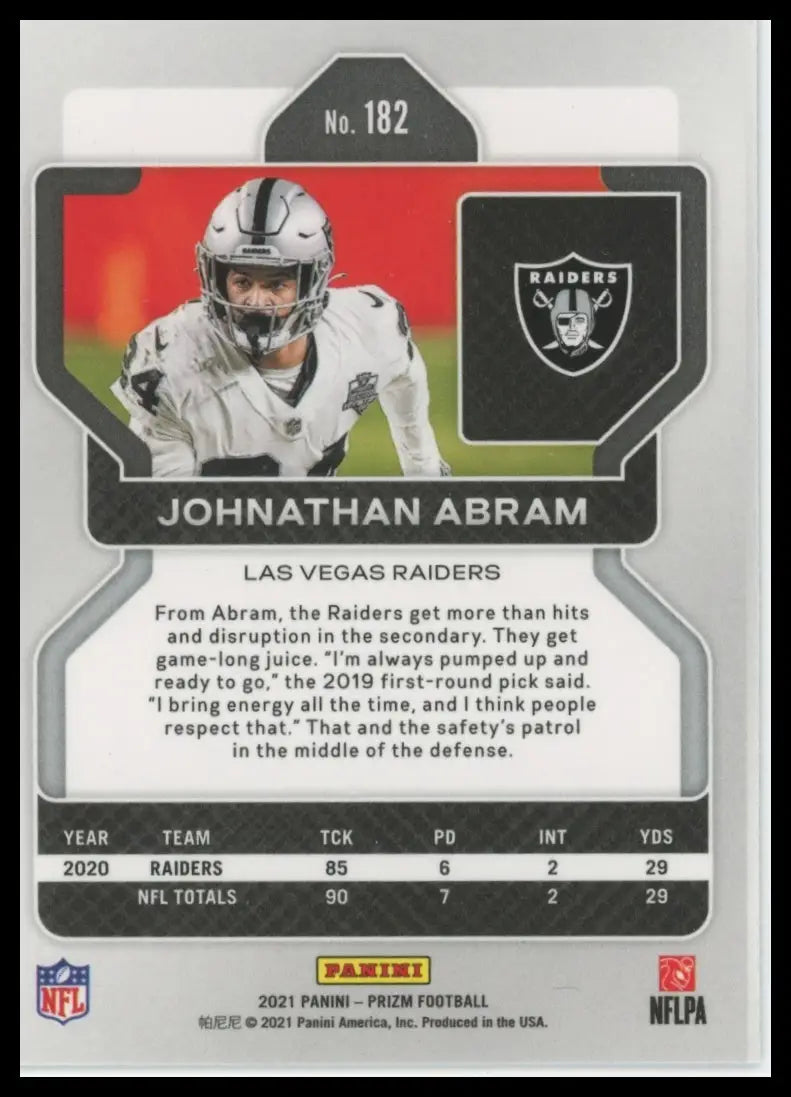 2021 Panini Prizm Johnathan Abram 182 Las Vegas Raiders NM - Football Card Single
