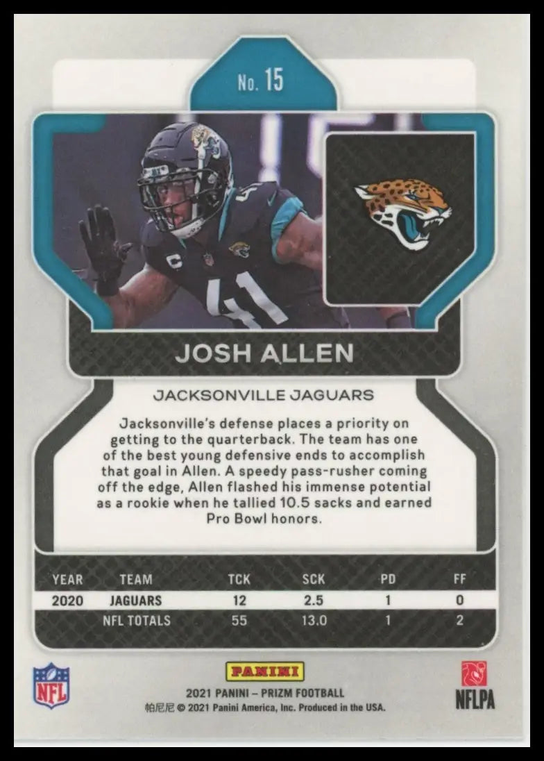 2021 Panini Prizm Josh Allen 15 Jacksonville Jaguars NM - Football Card Single