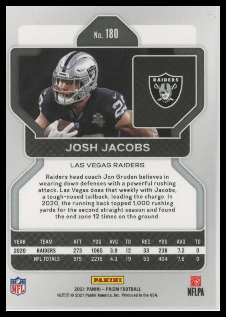 2021 Panini Prizm Josh Jacobs 180 Las Vegas Raiders NM - Football Card Single
