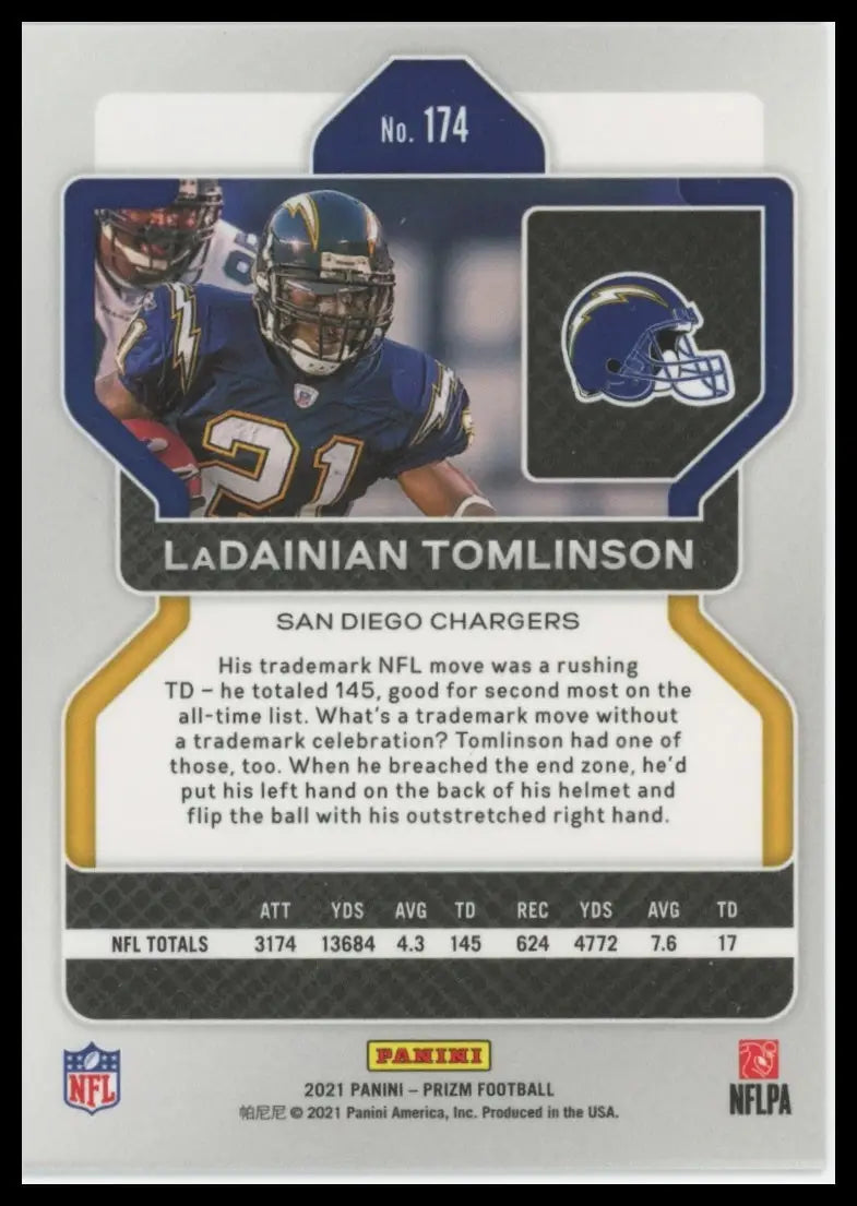 2021 Panini Prizm LaDainian Tomlinson 174 San Diego Chargers NM - Football Card Single
