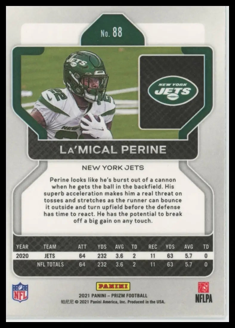 2021 Panini Prizm La’Mical Perine 88 New York Jets - Football Card Single