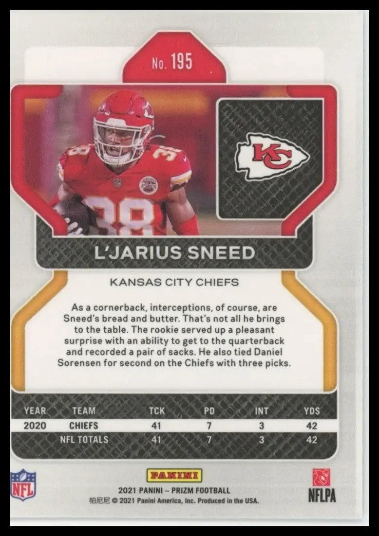 2021 Panini Prizm - L’Jarius Sneed #195 - Football Card Single