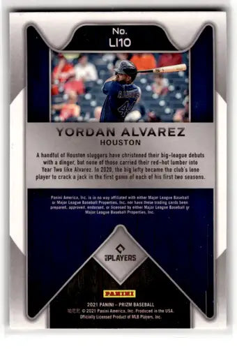 Original gloss Yordan Alvarez baseball card from Panini Prizm Lumber Inc. 2021