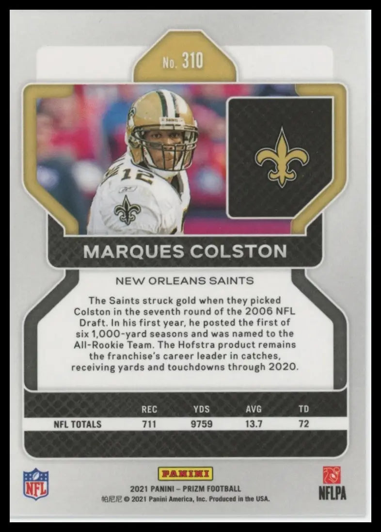 2021 Panini Prizm Marques Colston 310 New Orleans Saints - Football Card Single
