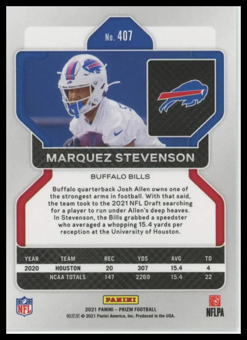 2021 Panini Prizm Marquez Stevenson RC 407 Buffalo Bills NM - Football Card Single