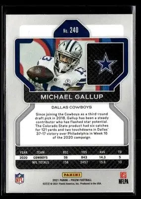 2021 Panini Prizm Michael Gallup #240 Dallas Cowboys