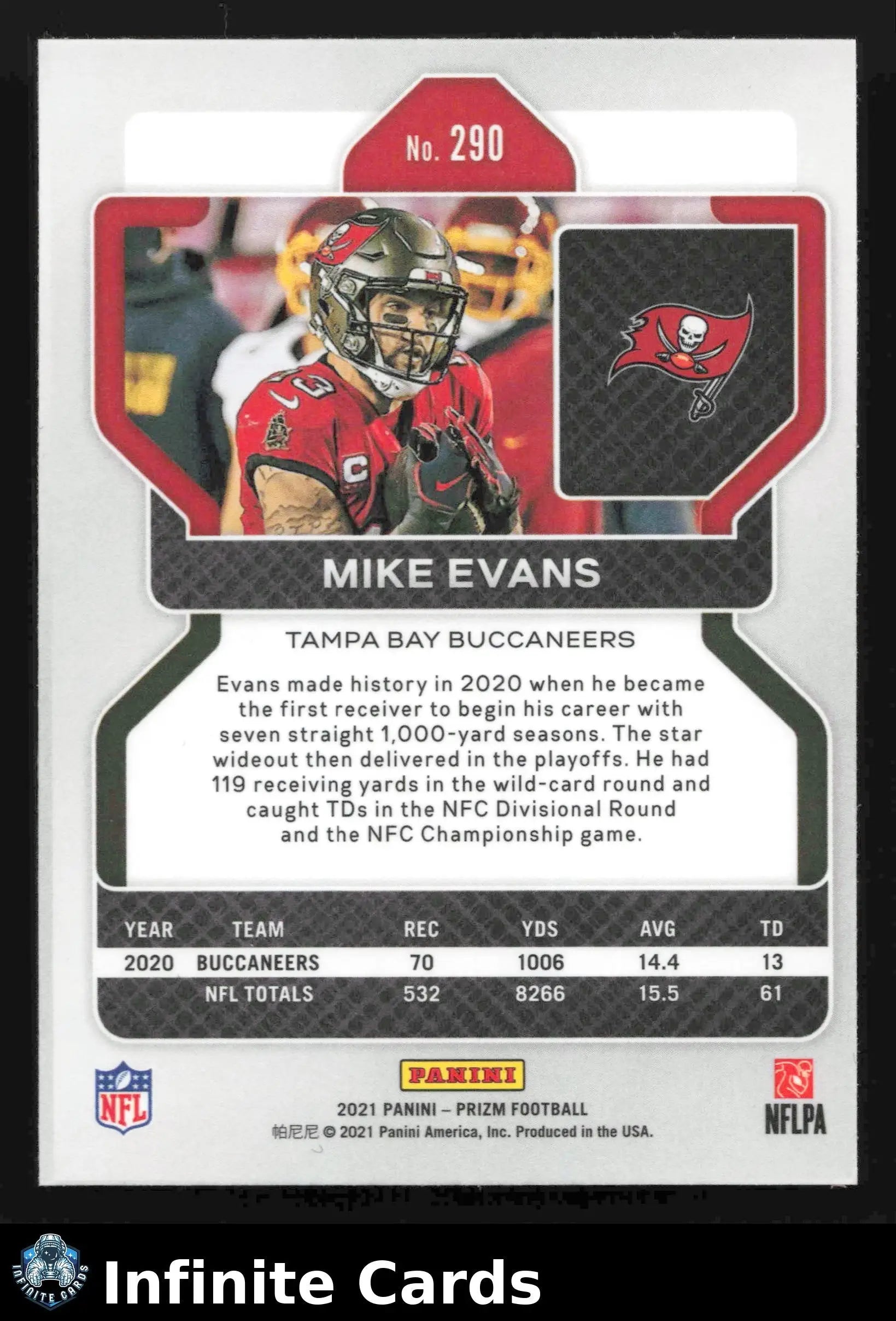 2021 Panini Prizm MIKE EVANS #290 Tampa Bay Buccaneers - Football Card Single