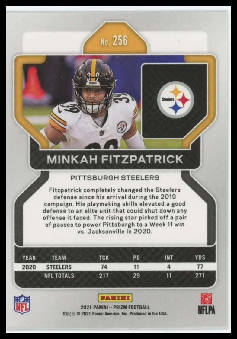 2021 Panini Prizm Minkah Fitzpatrick 256 Pittsburgh Steelers NM - Football Card Single