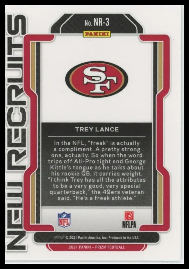 2021 Panini Prizm - New Recruits Trey Lance #NR-3 (RC) - Football Card Single