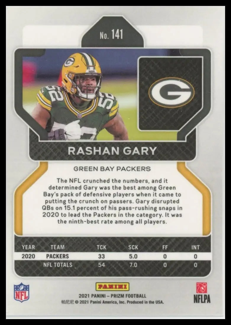 2021 Panini Prizm Rashan Gary 141 Green Bay Packers NM - Football Card Single