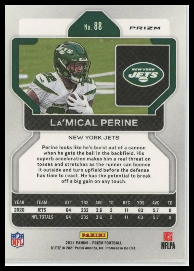 2021 Panini Prizm Red White and Blue LaMical Perine #88 New York Jets Football