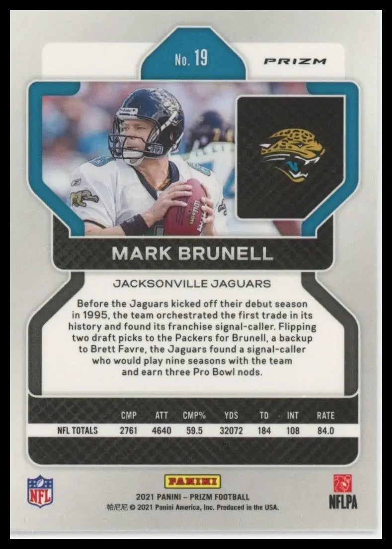 2021 Panini Prizm Red White and Blue Mark Brunell #19 Jacksonville Jaguars Card
