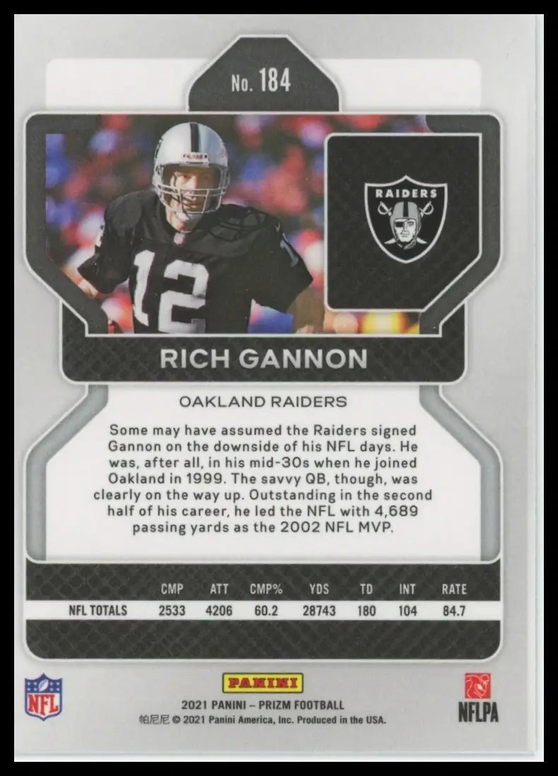 2021 Panini Prizm Rich Gannon 184 Oakland Raiders NM - Football Card Single