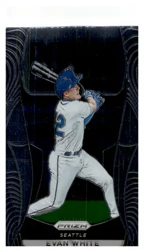 Panini Prizm Rookie Evan White Mariners trading card with player in blue helmet and white uniform
