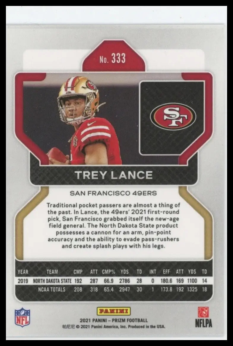 2021 Panini Prizm - Rookie Trey Lance #333 (RC) - Football Card Single