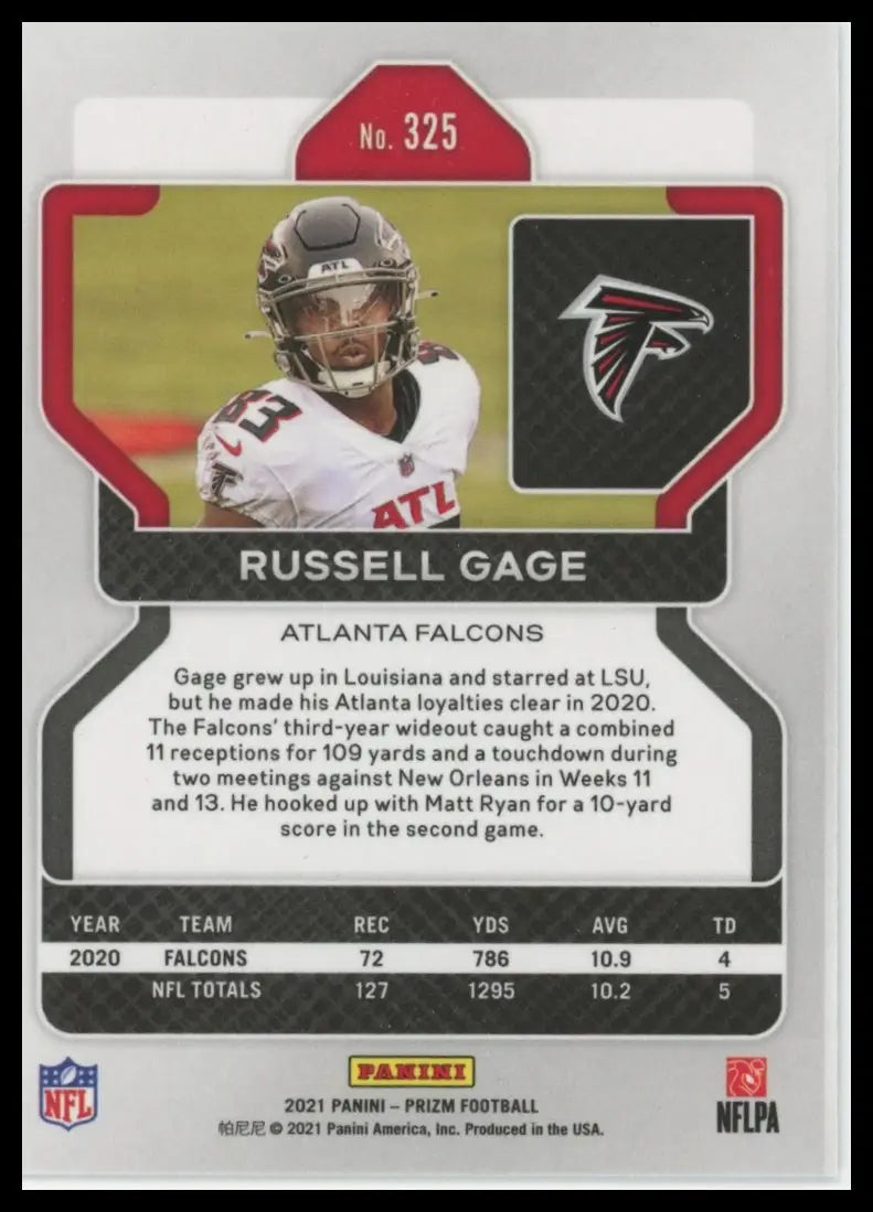 2021 Panini Prizm Russell Gage 325 Atlanta Falcons NM - Football Card Single