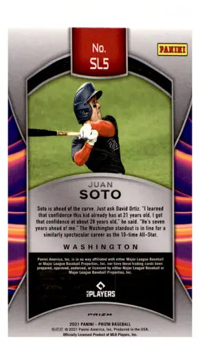 2021 Panini Prizm Sluggers Silver Prizm #5 Juan Soto NM-MT Nationals ID:44646 - Baseball Card Single