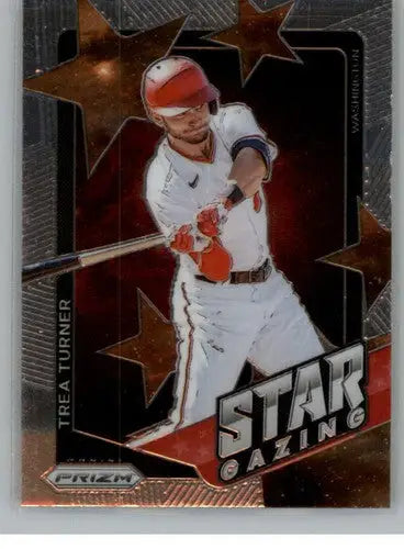 Baseball trading card featuring Trea Turner from Panini Prizm Star Gazing series