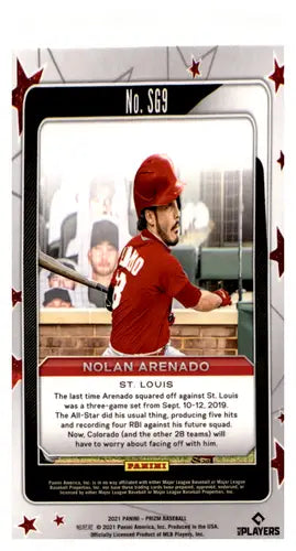 Baseball trading card of Nolan Arenado from Panini Prizm Star Gazing series