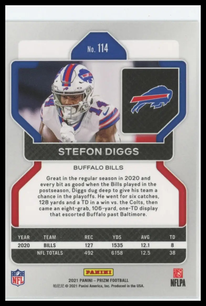 2021 Panini Prizm Stefon Diggs 114 Buffalo Bills - Football Card Single