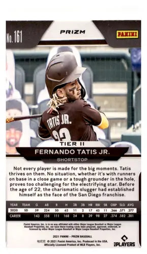 2021 Panini Prizm White Wave Prizm #161 Fernando Tatis Jr. NM-MT Padres ID:44653 - Baseball Card Single