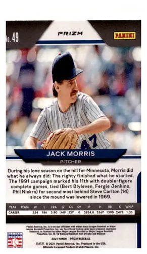 2021 Panini Prizm White Wave Prizm #49 Jack Morris NM-MT Twins ID:45250 - Baseball Card Single