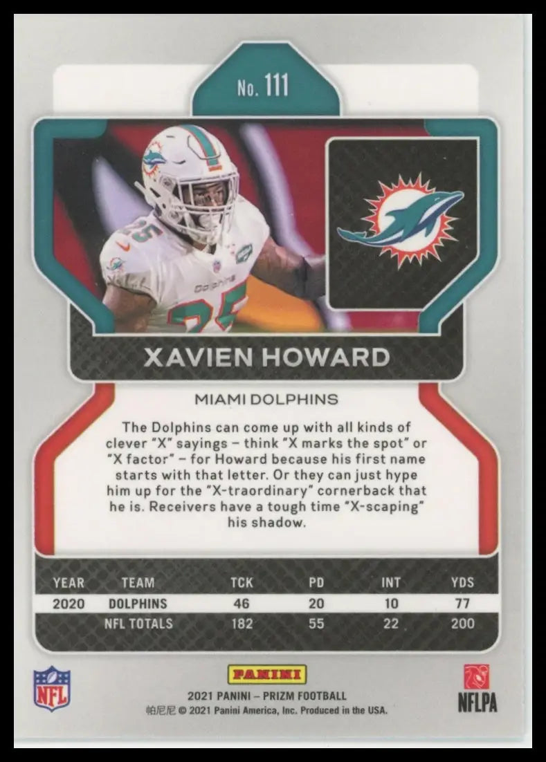 2021 Panini Prizm Xavien Howard 111 Miami Dolphins NM - Football Card Single