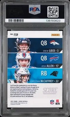 2021 Panini Score Fantasy Stars #FS9 Lock/Allen/Mccaffrey Fantasy Stars PSA 8 - Football Card Single