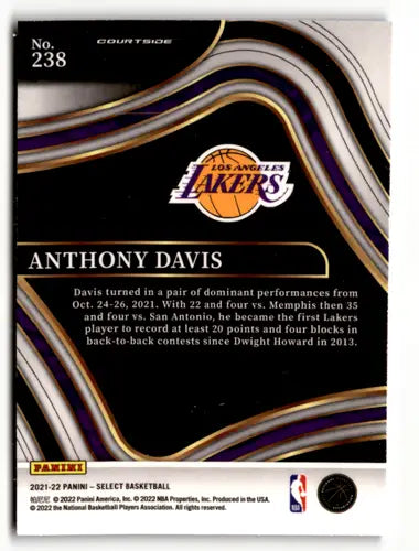 2021 Panini Select #238 Anthony Davis NM-MT Lakers Courtside ID:48162 - Basketball Card Single