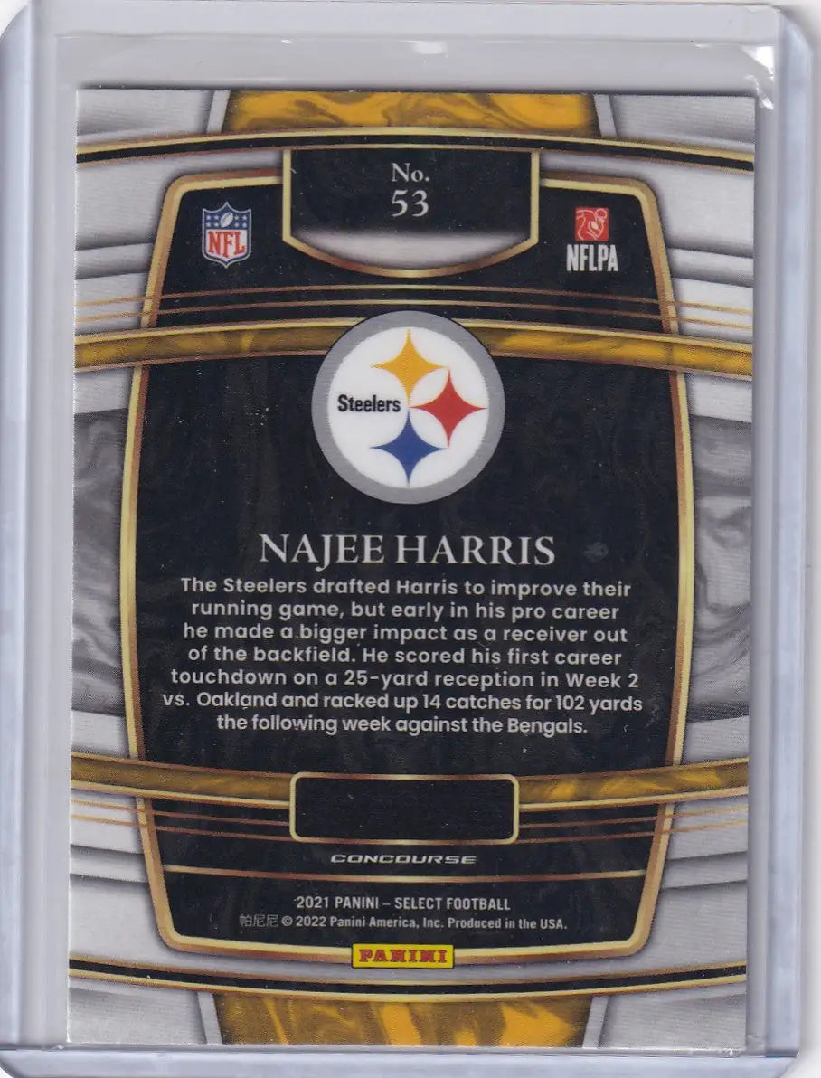 2021 Panini Select #53 Najee Harris - Pittsburgh Steelers - Football Card Single