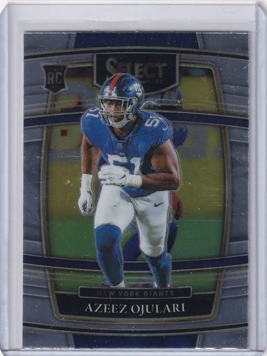Football trading card of Azeez Ojulari running for the York Giants in Panini Select