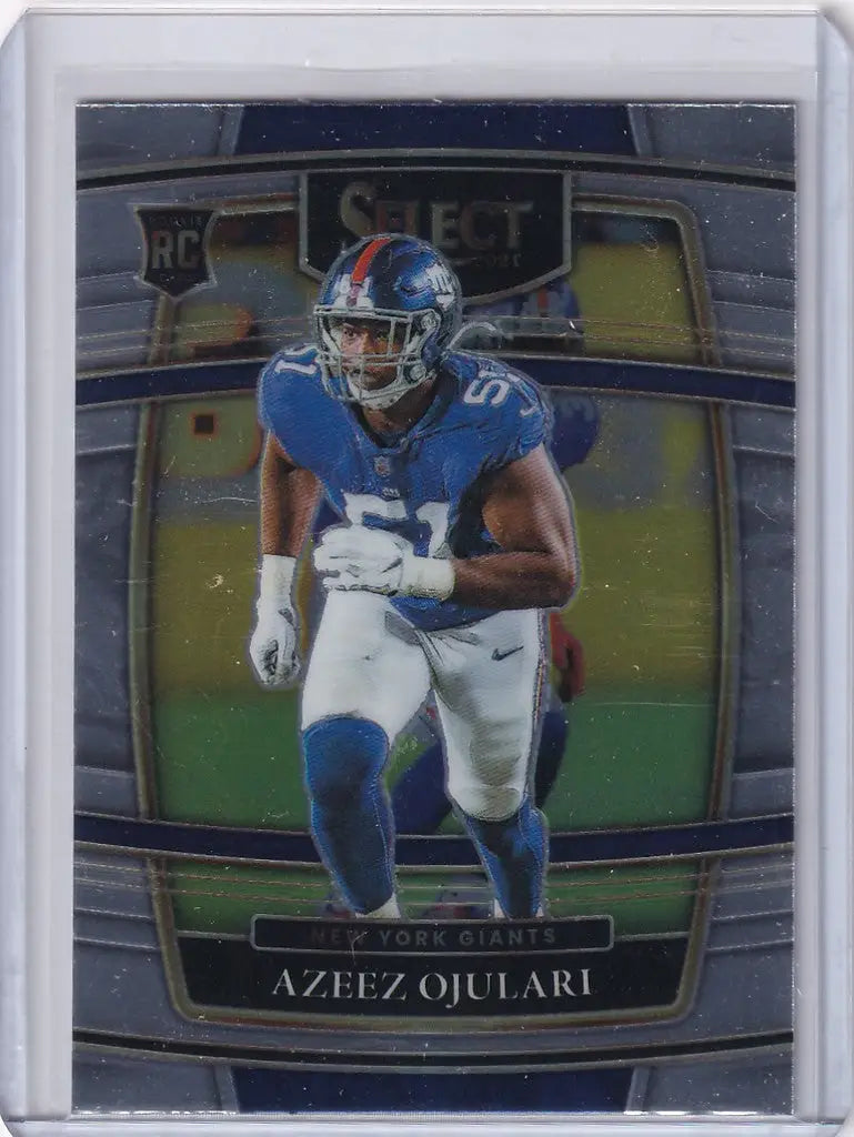 Football trading card of Azeez Ojulari running for the York Giants in Panini Select