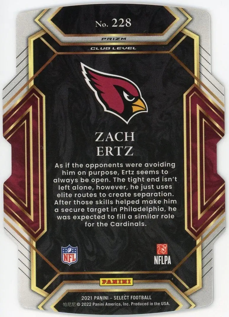 2021 Panini Select Black Gold Die Cut Club Level 228 Zach Ertz Arizona Cardinals - Football Card Single