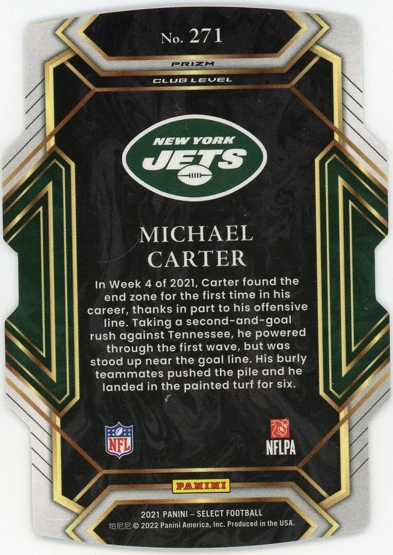 2021 Panini Select Black Gold Die Cut Club Level #271 Michael Carter Rookie Jets