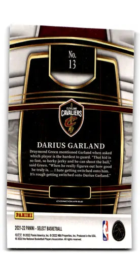 Darius Garland basketball card from Panini Select Blue 2021 Cavaliers Conco ID 65471