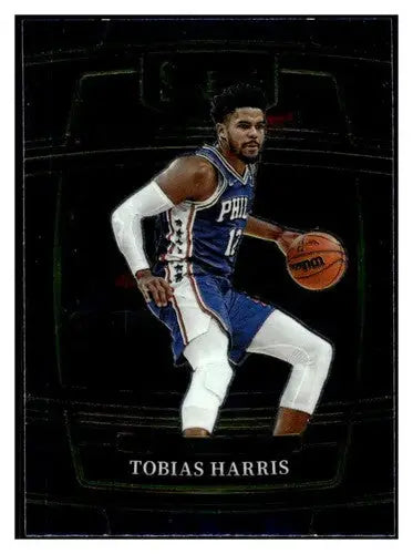 Tobias Harris basketball card from 2021 Panini Select Blue series, 76ers Concourse