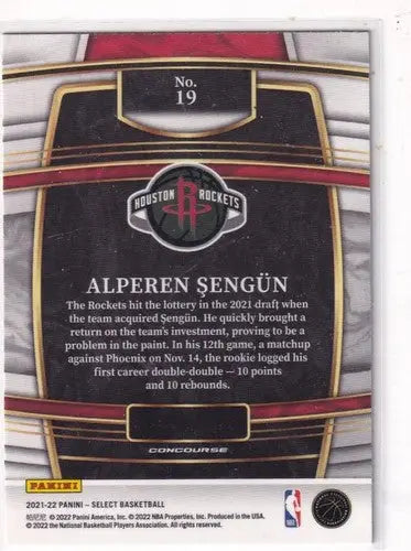 2021 Panini Select Blue #19 Alperen Sengun NM-MT Rockets Concourse ID:77096 - Basketball Card Single