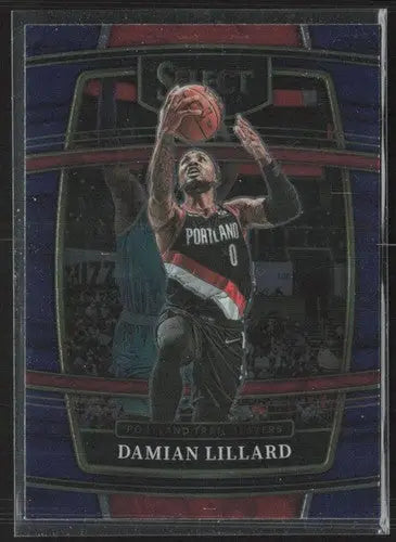 Damian Lillard basketball trading card from Panini Select Blue series in original gloss