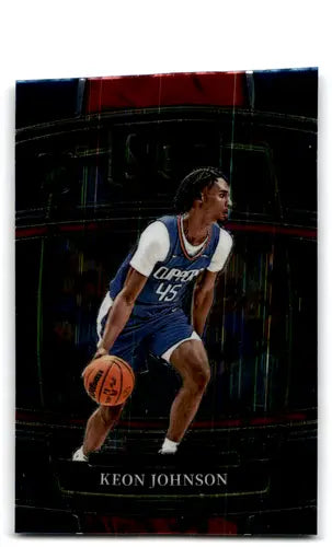 Basketball card featuring Keon Johnson from 2021 Panini Select Blue series
