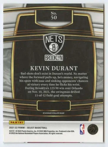 2021 Panini Select Blue #50 Kevin Durant NM-MT Nets Concourse ID:48179 - Basketball Card Single