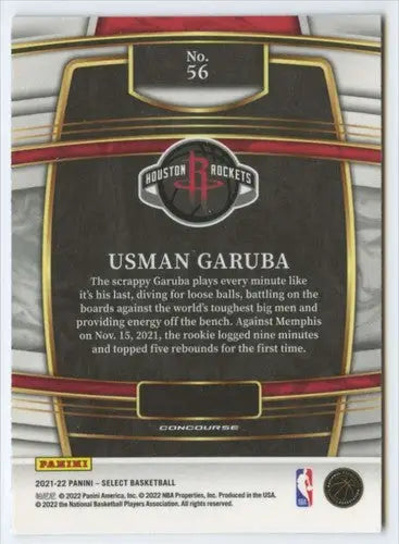 Usman Garuba basketball card from 2021 Panini Select Blue series, near mint Rockets