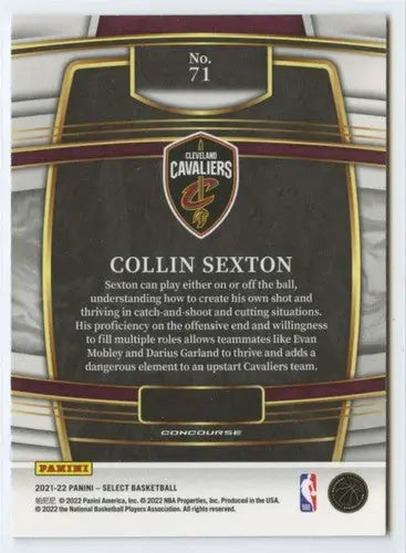 Original gloss Panini Select Blue Collin Sexton basketball card from 2021 Panini Select