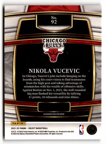2021 Panini Select Blue Nikola Vucevic basketball trading card Bulls Concourse NM-MT