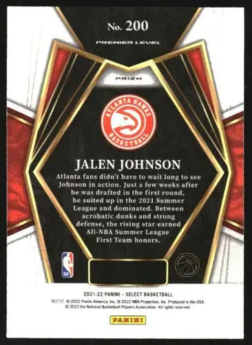 2021 Panini Select Blue Prizms #200 Jalen Johnson NM-MT Hawks Premeir L ID:77114 - Basketball Card Single