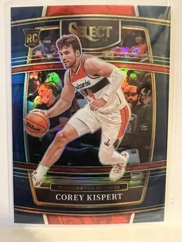 Corey Kispert 2021-22 Select Rookie Card Panini Select Blue Prizms Wizards