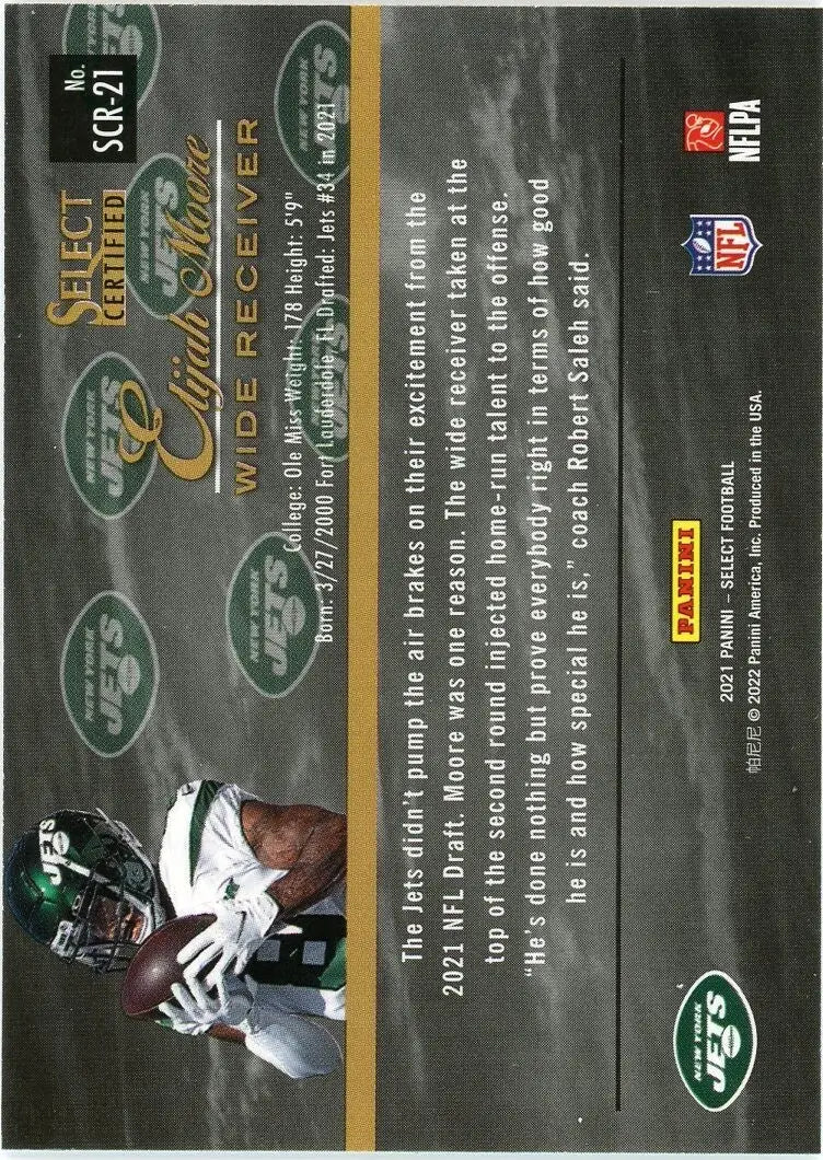 2021 Panini Select Certified Rookies #SCR-21 Elijah Moore New York Jets Football - Football Card Single