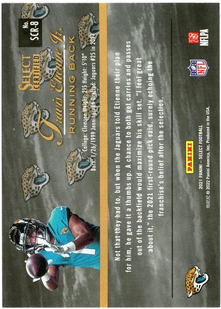2021 Panini Select Certified Rookies #SCR-8 Travis Etienne Jacksonville Jaguars - Football Card Single